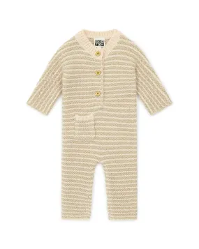 Striped Wool Baby Romper Beige Baby