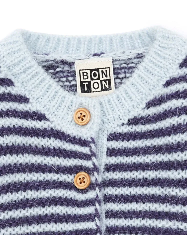 Striped Wool Baby Romper Blue Baby