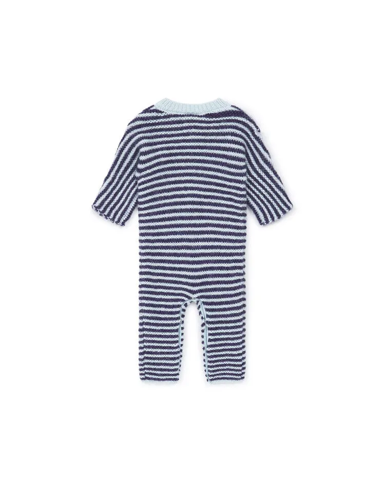 Striped Wool Baby Romper Blue Baby