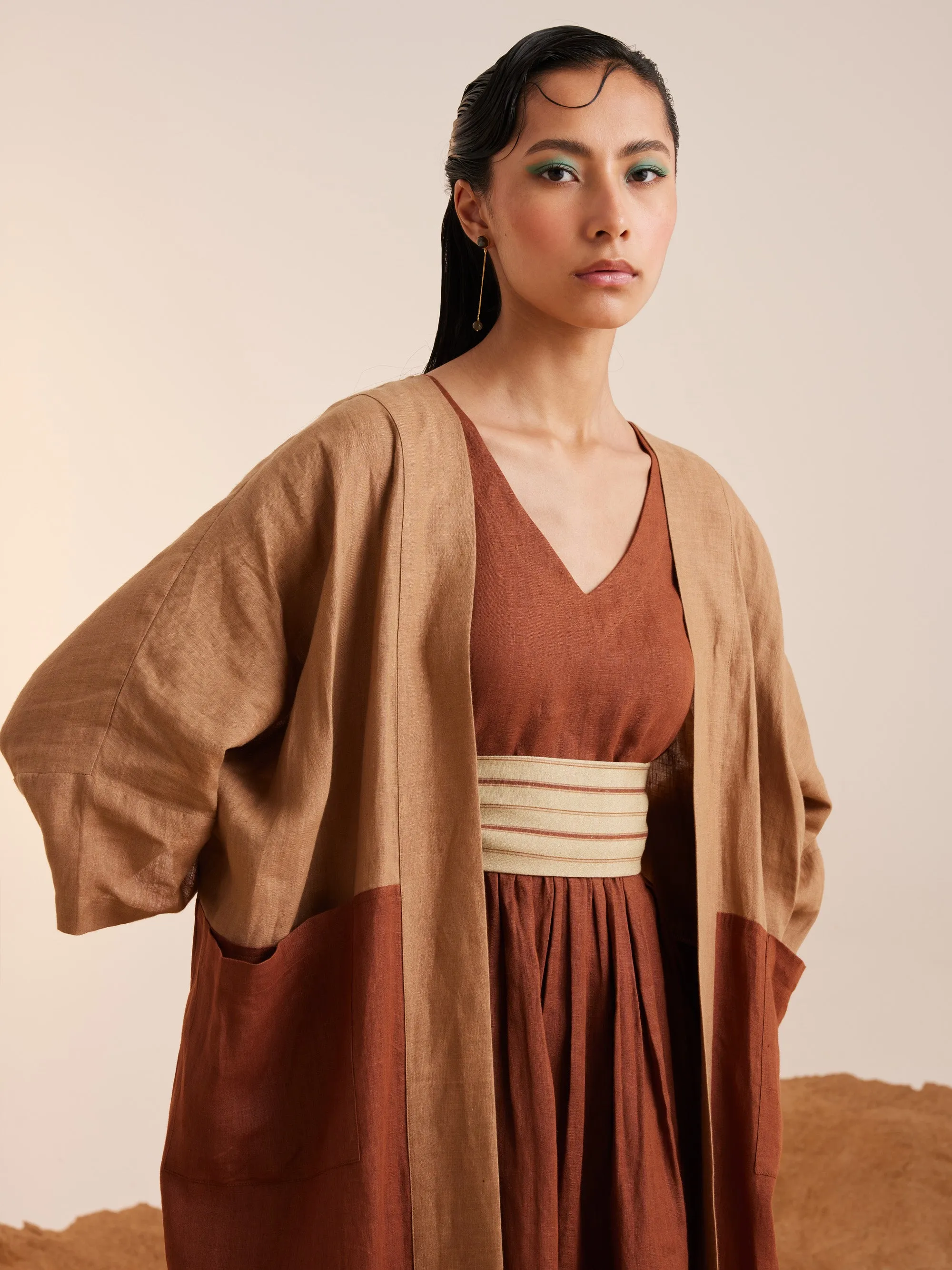 Summer Co-Ord Set Of 3 Cape Freya-Sand-Rust & Ash-Linen-Ss25-Fcs3-Sra-Cord