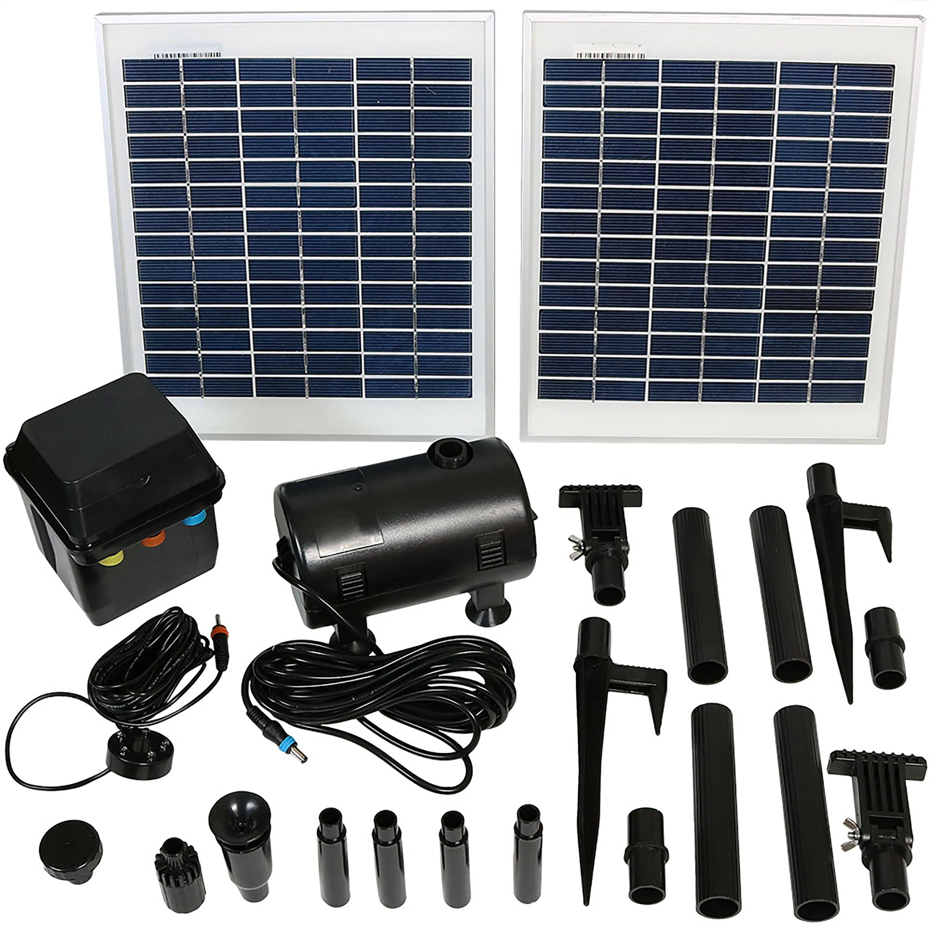 Sunnydaze Solar Pump and Panel Kit with Battery Pack and LED Light - 396 GPH - 120" Lift