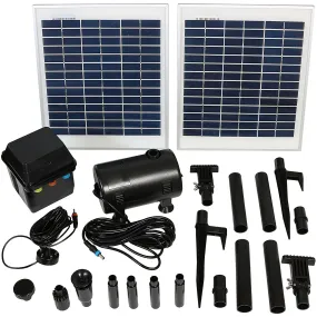 Sunnydaze Solar Pump and Panel Kit with Battery Pack and LED Light - 396 GPH - 120" Lift