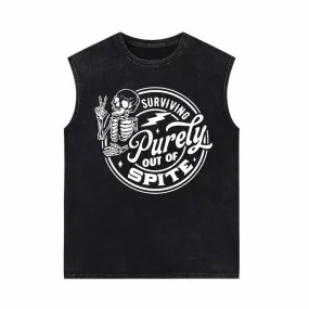 Survival Purely Out Of Spite Skull Pattern Vest Top