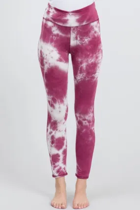 Tie Dye Knit Leggings - Berry and Ivory
