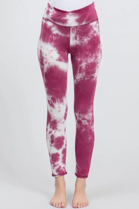 Tie Dye Knit Leggings - Berry and Ivory