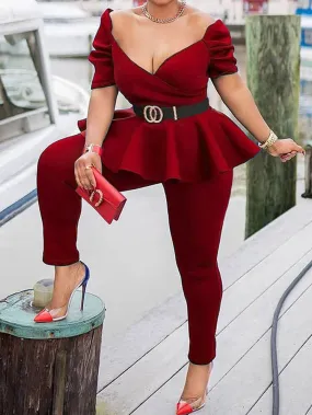 Two Piece Off Shoulder Top & Long Pants Outfits