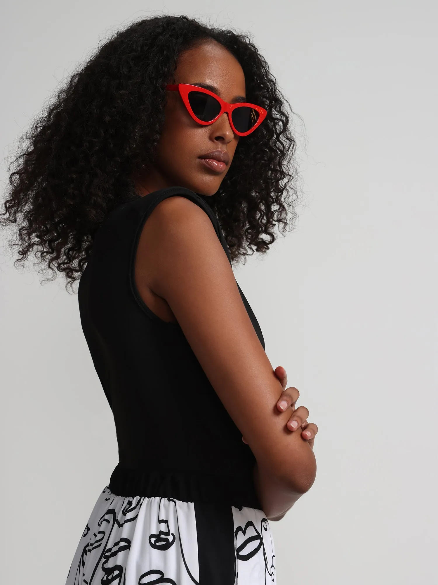 V-Neck Padded-Shoulder Knit Bodysuit