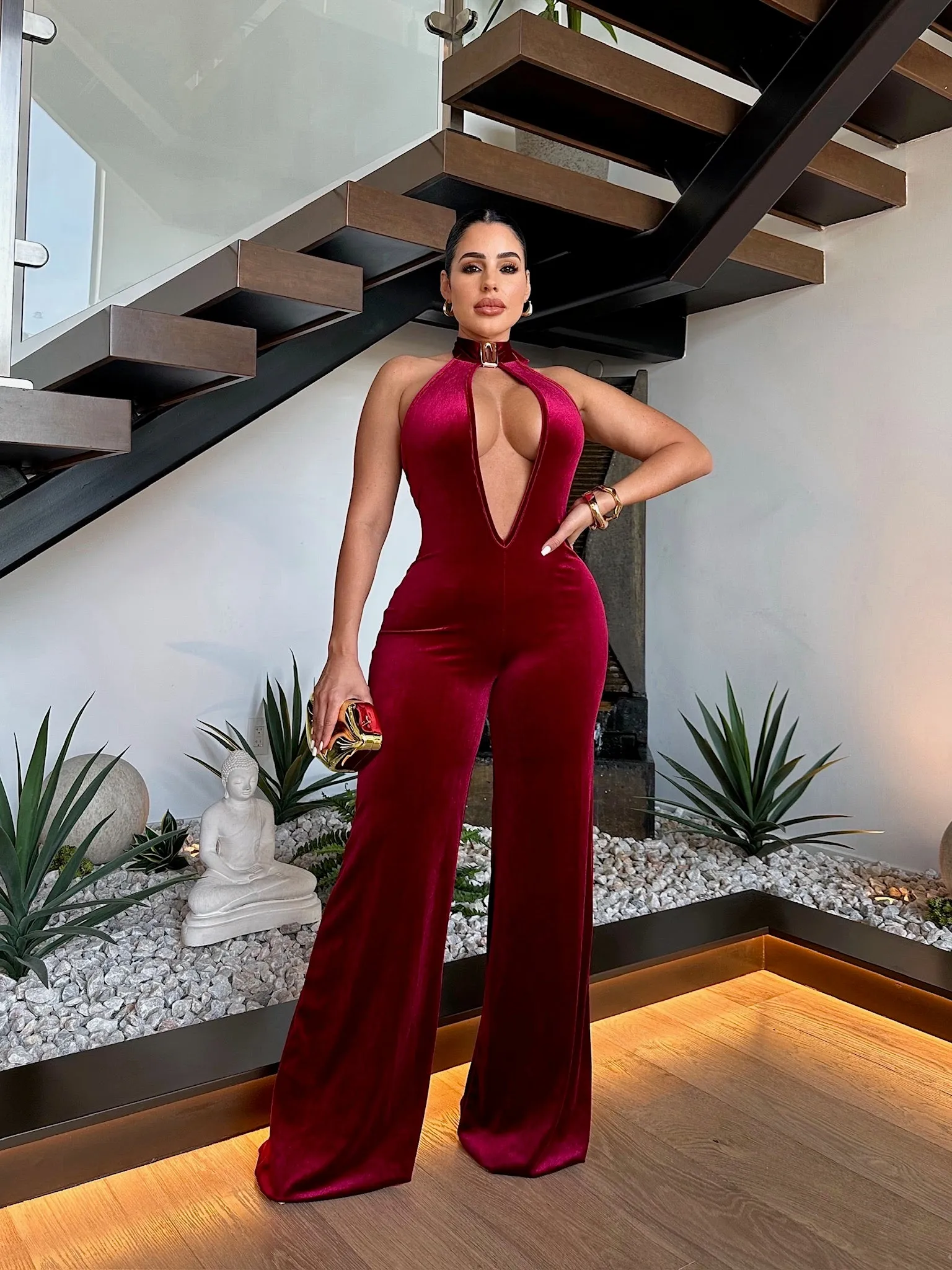 Velvet Nights Jumpsuit Red