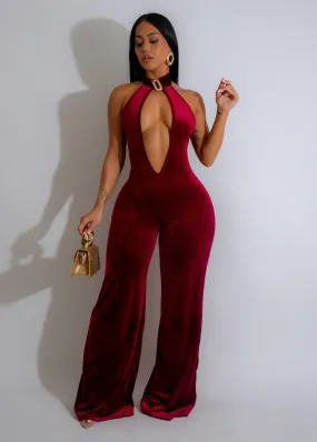 Velvet Nights Jumpsuit Red