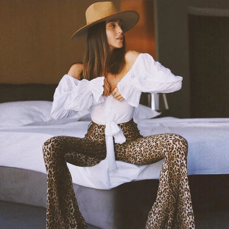 VenusFox fashion sexy bodycon high waist leopard print pants