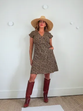 Vintage 70's Cherry Floral Print Dress