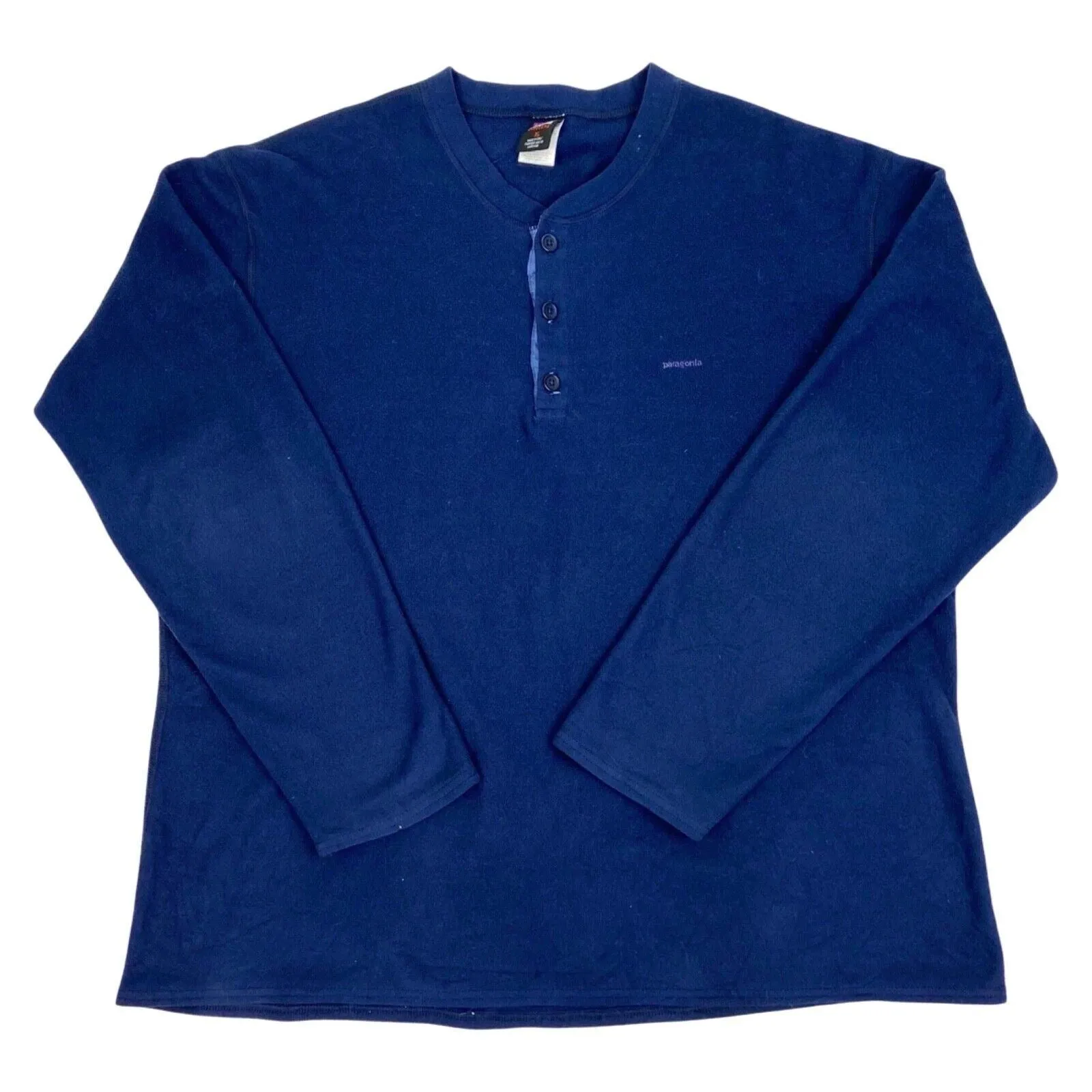 Vintage 90s 00s Navy Patagonia Long Sleeve Fleece 3 Button T-shirt XL