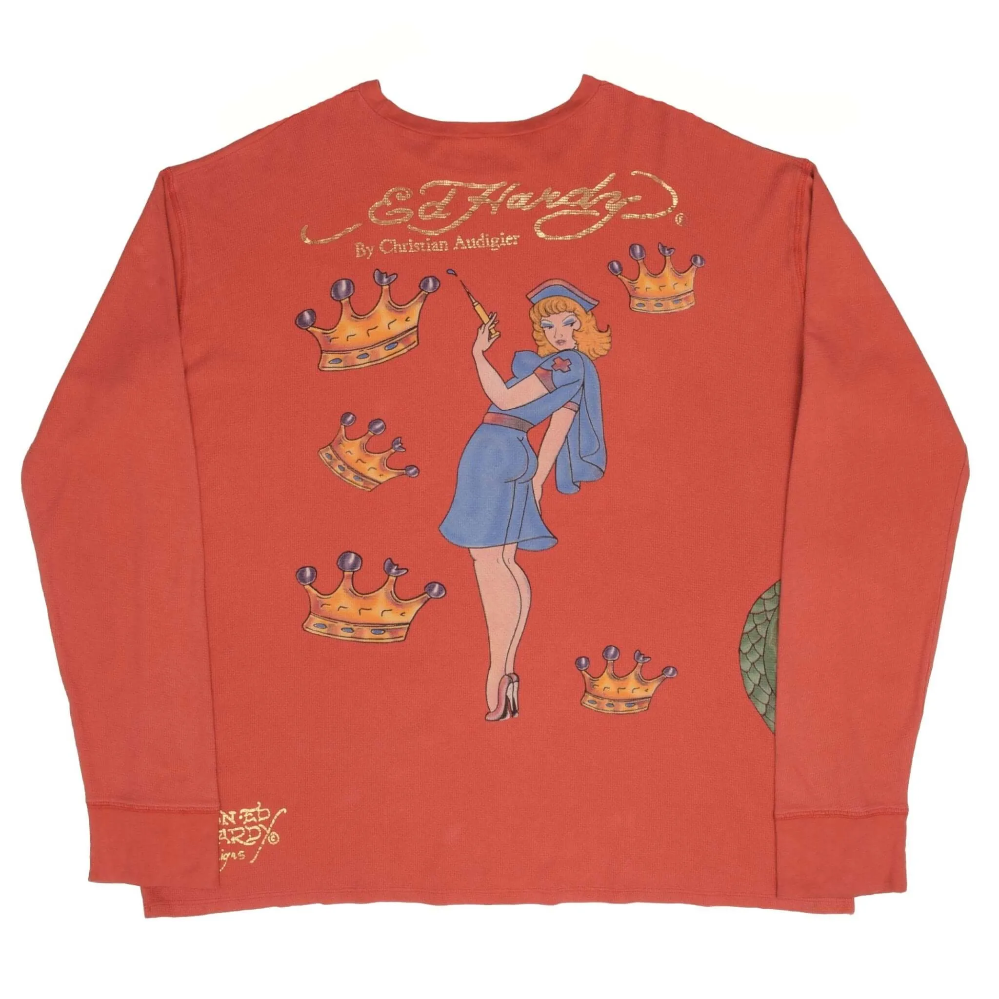 VINTAGE ED HARDY LONG SLEEVE TEE SHIRT 2000S SIZE 3XL