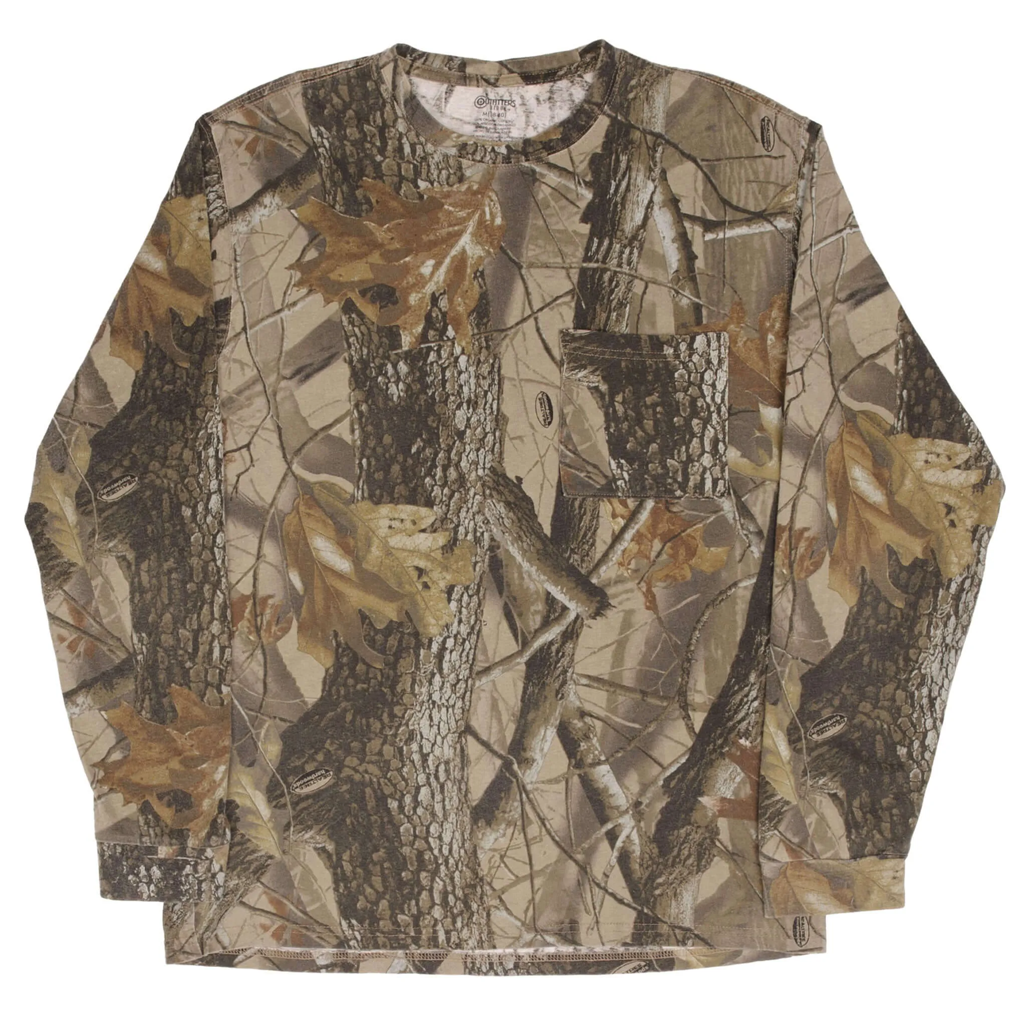 VINTAGE HUNTING REALTREE HARDWOODS CAMO LONG SLEEVE POCKET TEE SHIRT SIZE MEDIUM