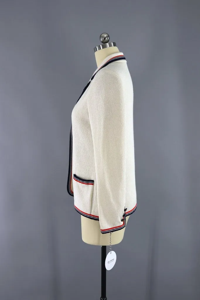 Vintage Ivory Nautical Knit Blazer