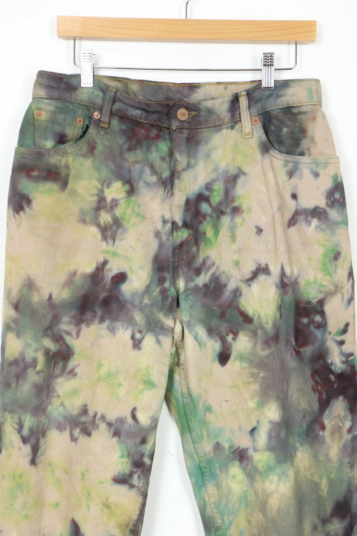 Vintage Reworked Camo Dyed Levis Relaxed Tapered Fit Jeans