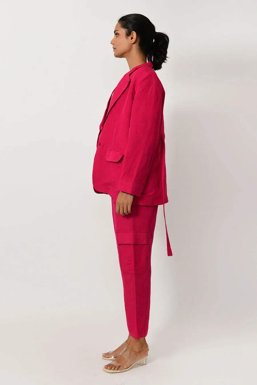 Viva Magenta Linen Blazer & Pant Co-Ord Set