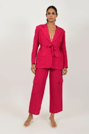 Viva Magenta Linen Blazer & Pant Co-Ord Set