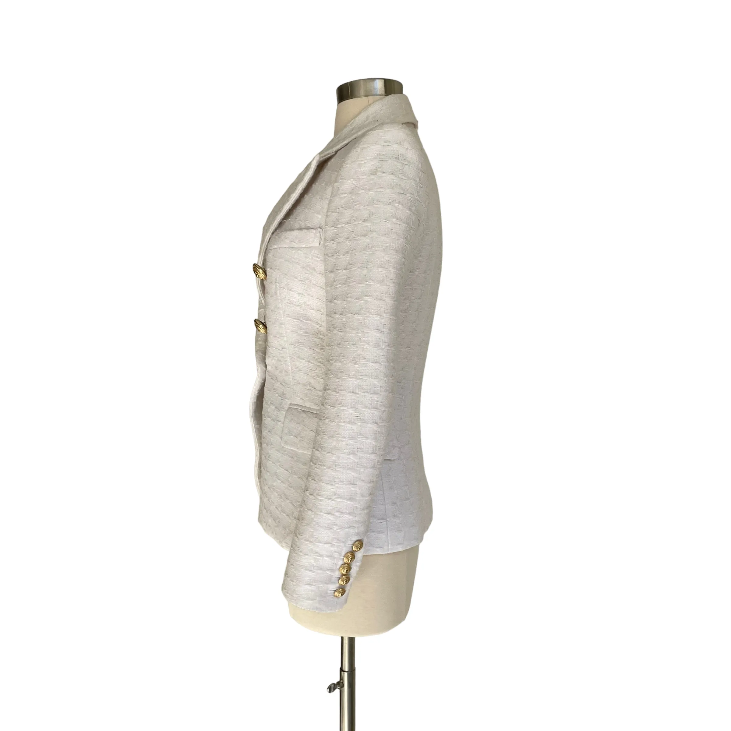 White Textured Blazer - S