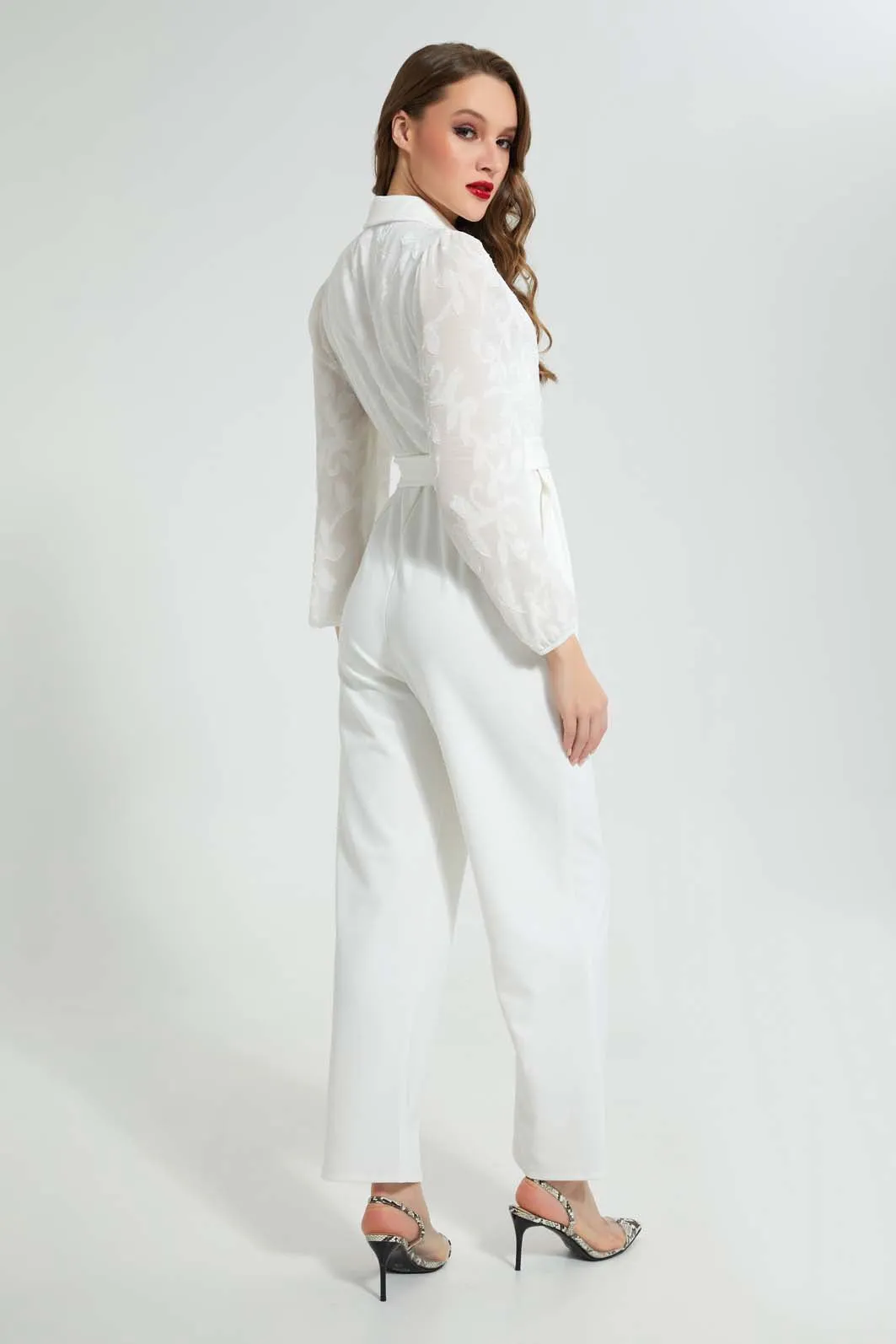 White Textured Jumpsuit