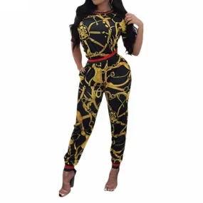 Women Casual Two Pieces Print Jumpsuit (Plus Size)