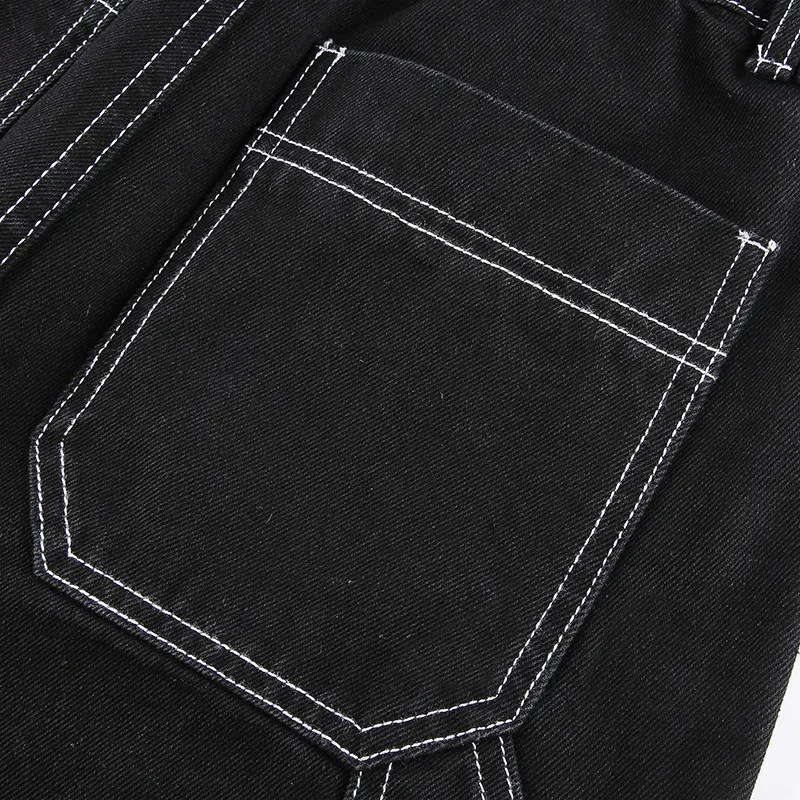 Women's Black Pants / Cotton Streetwear Straight High Waist Ladies Pants