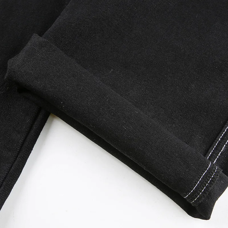 Women's Black Pants / Cotton Streetwear Straight High Waist Ladies Pants