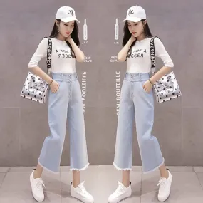 Women's High Waist Skinny Jeans Spring Autumn Fashion Low-cut Bell Bottom L 361897