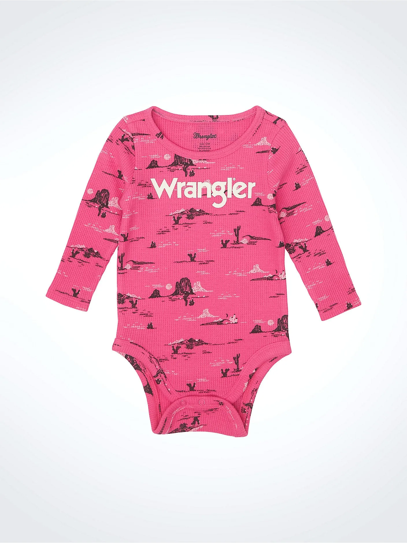 Wrangler Baby Girl's Logo Waffle Textured Bodysuit- Pink