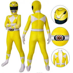 Yellow Power Rangers Jumpsuit Kids Ranger Cosplay Costume Halloween Bodysuit BEcostume