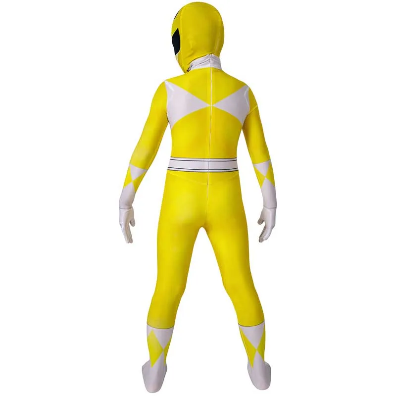 Yellow Power Rangers Jumpsuit Kids Ranger Cosplay Costume Halloween Bodysuit BEcostume